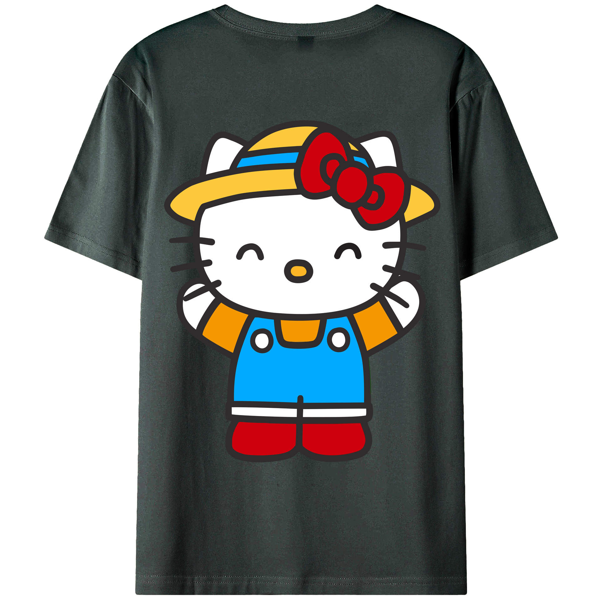 （画像用） Hello Kitty ハローキティ 綿100％ メンズ半袖Tシャツ（バックプリント） 通気性